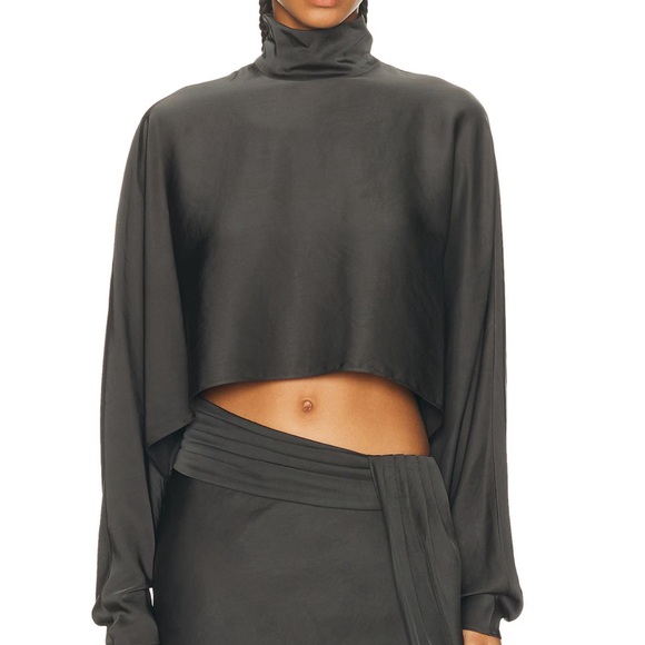 Sally LaPointe Tops - Sally LaPointe Black Lightweight Satin Caftan Top